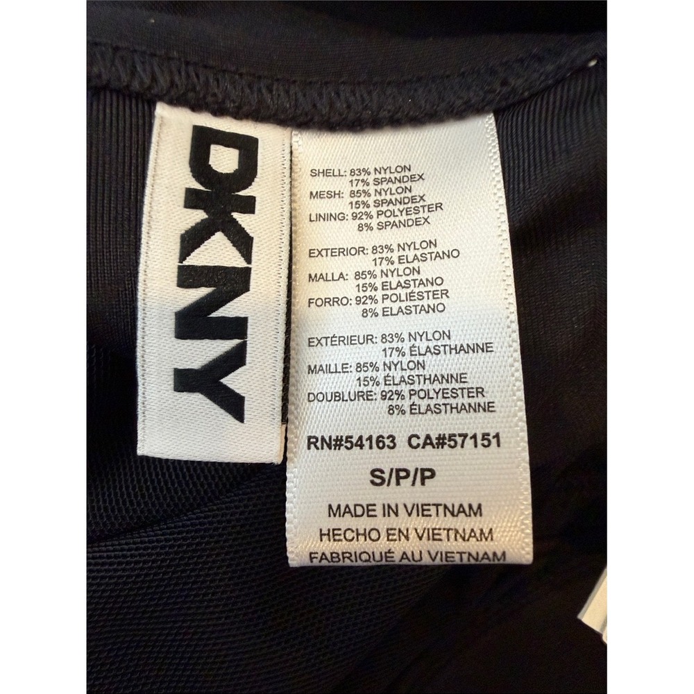 DKNY Womens Black Ruched Twist Front Tankini Top Tummy Control UPF 40+ Small NEW - Picture 3 of 7